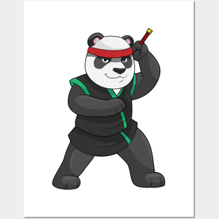 Panda as Ninja in Costume Posters and Art